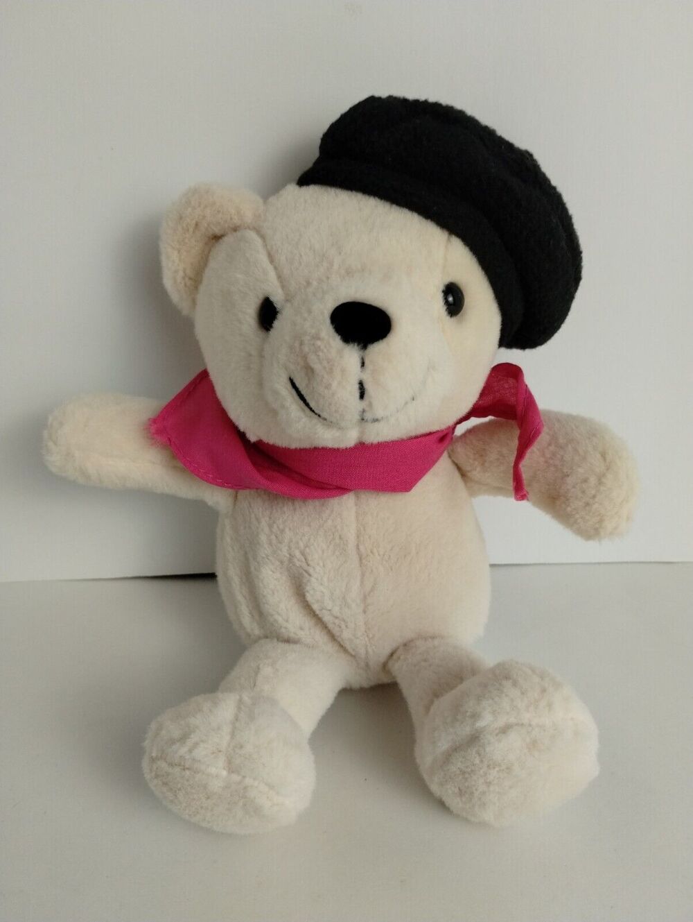 Dan Dee Bear - French - Plush - Stuffed Animal - Black Beret - Pink Scarf - 9"